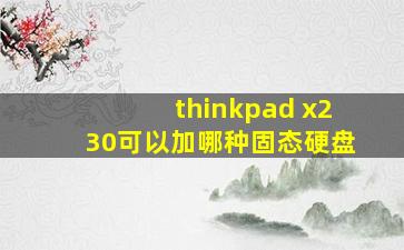 thinkpad x230可以加哪种固态硬盘